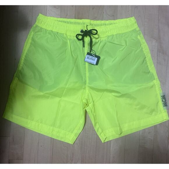 MCM Mens Swim Trunks Shorts Size: L neon Yellow New - Picture 1 of 9